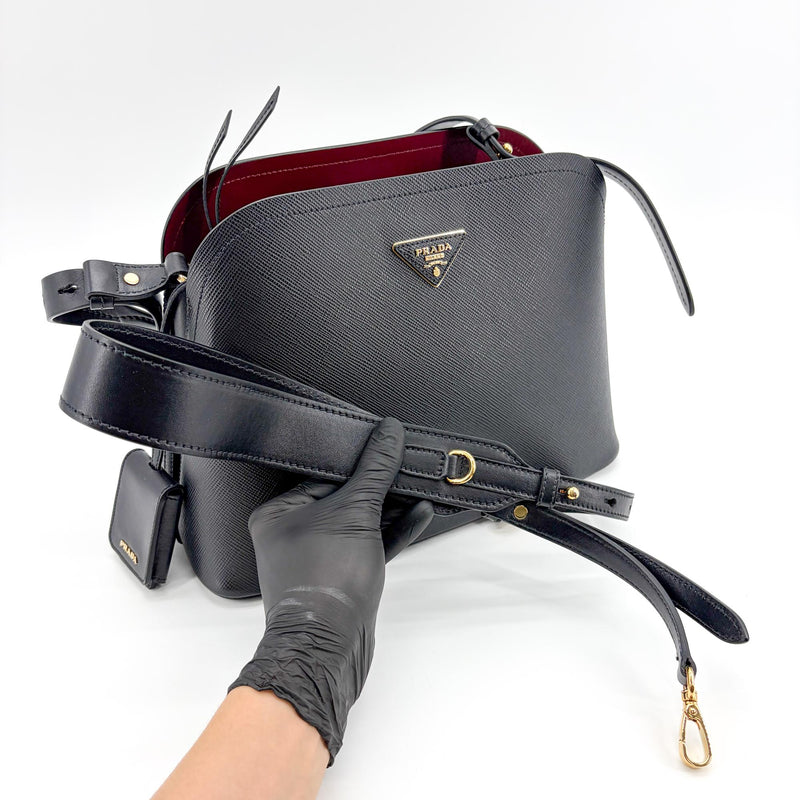 Prada Matinee Top Handle Saffiano Leather Black Bag