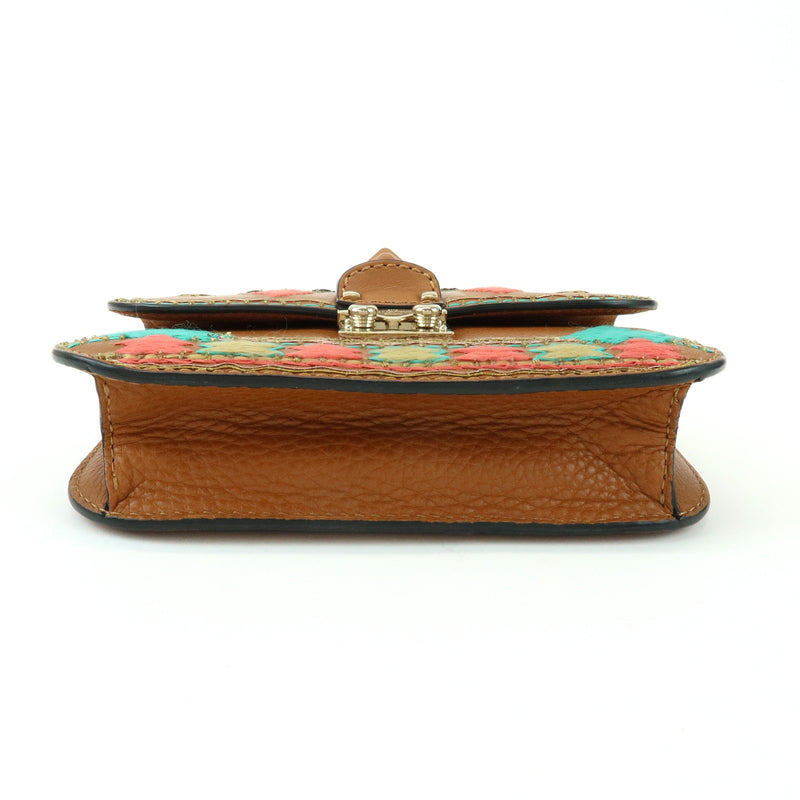 Valentino Garavani Glam Lock Leather Brown Bag