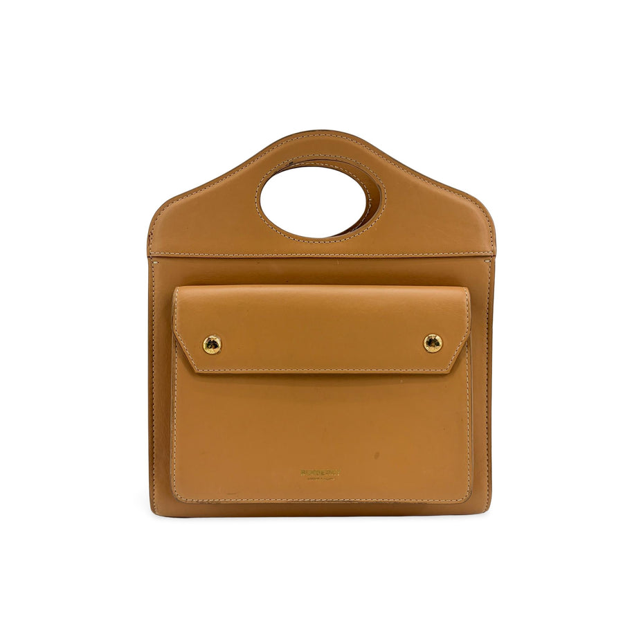 Burberry Convertible Fold Over Pocket Clutch Leather Brown