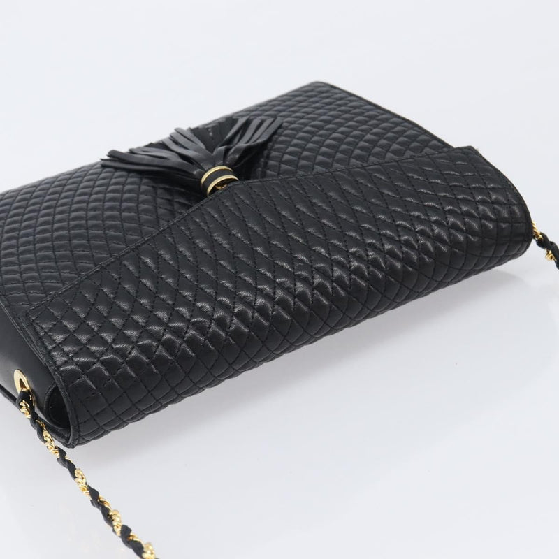 Bally Vintage Chain Quilted Leather Black Bag