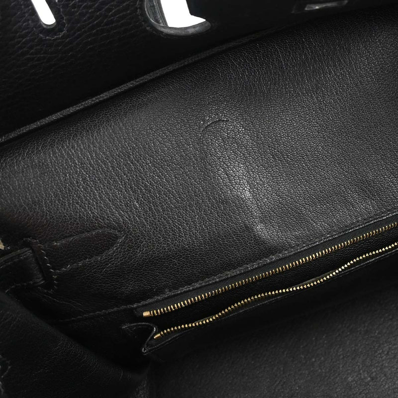 Hermes Birkin Black Clemence With Gold Hardware Leather Bag