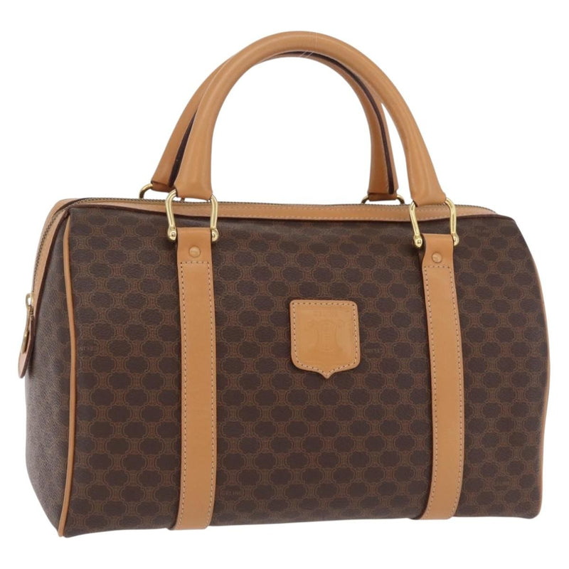 Celine Vintage Boston Macadam Coated Canvas Brown Pvc Bag
