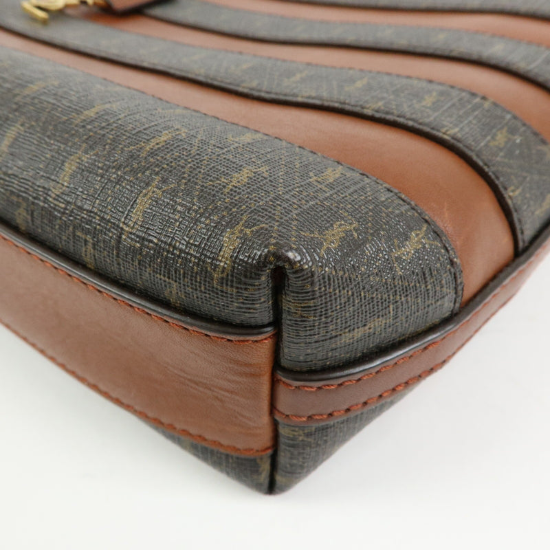 Saint Laurent Le Monogramme Shopper Monogram All Over Coated Canvas And Leather Brown Pvc Bag