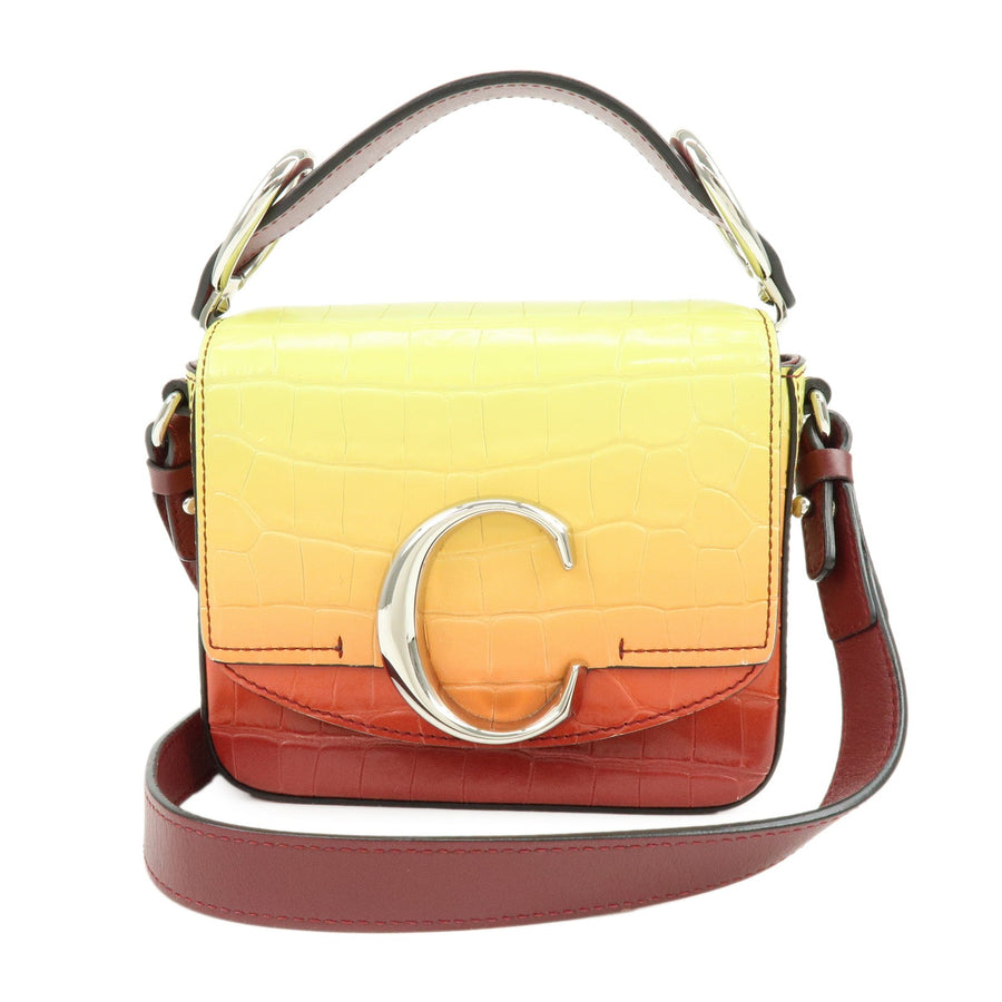 Chloe C Flap Crocodile Embossed Leather Multicolour Bag