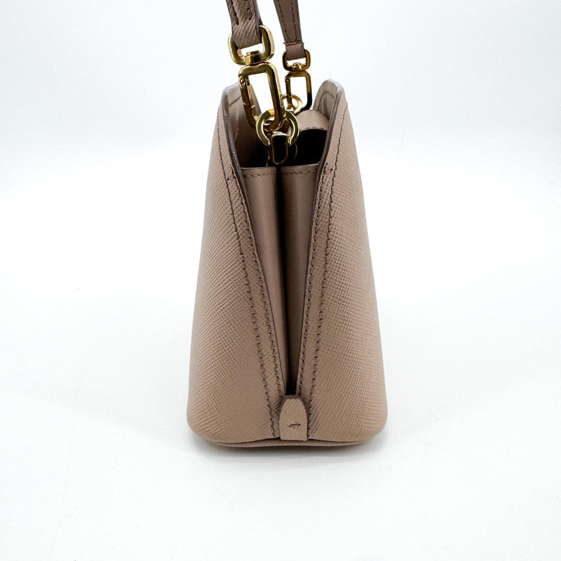 Prada Matinee Top Handle Saffiano Leather Beige Bag