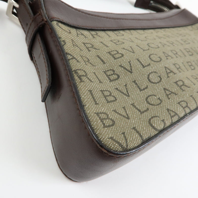 Bvlgari Logomania Canvas With Leather Khaki Bag