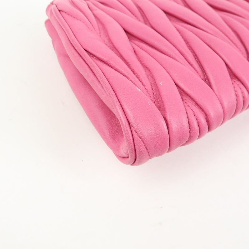 Miu Miu Zip Wristlet Matelasse Leather Pink Bag