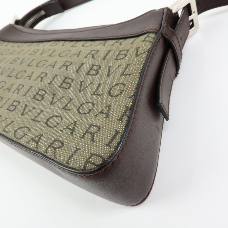 Bvlgari Logomania Canvas With Leather Khaki Bag