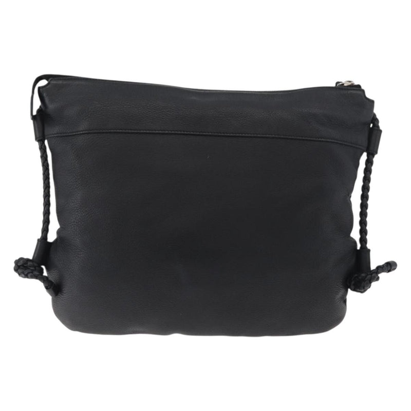 Gucci Braided Strap Zip Messenger Leather Black