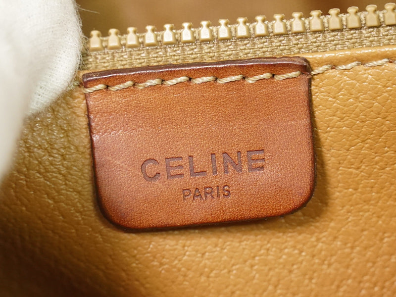Celine Vintage Macadam Canvas And Leather Beige Bag