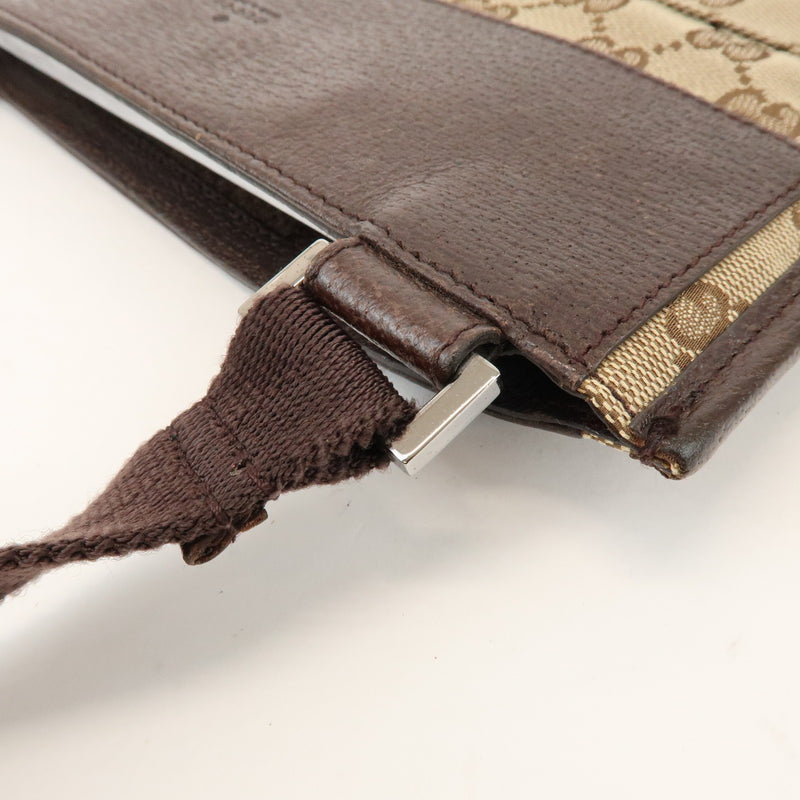 Gucci Vintage Flat Messenger Gg Canvas And Leather Beige