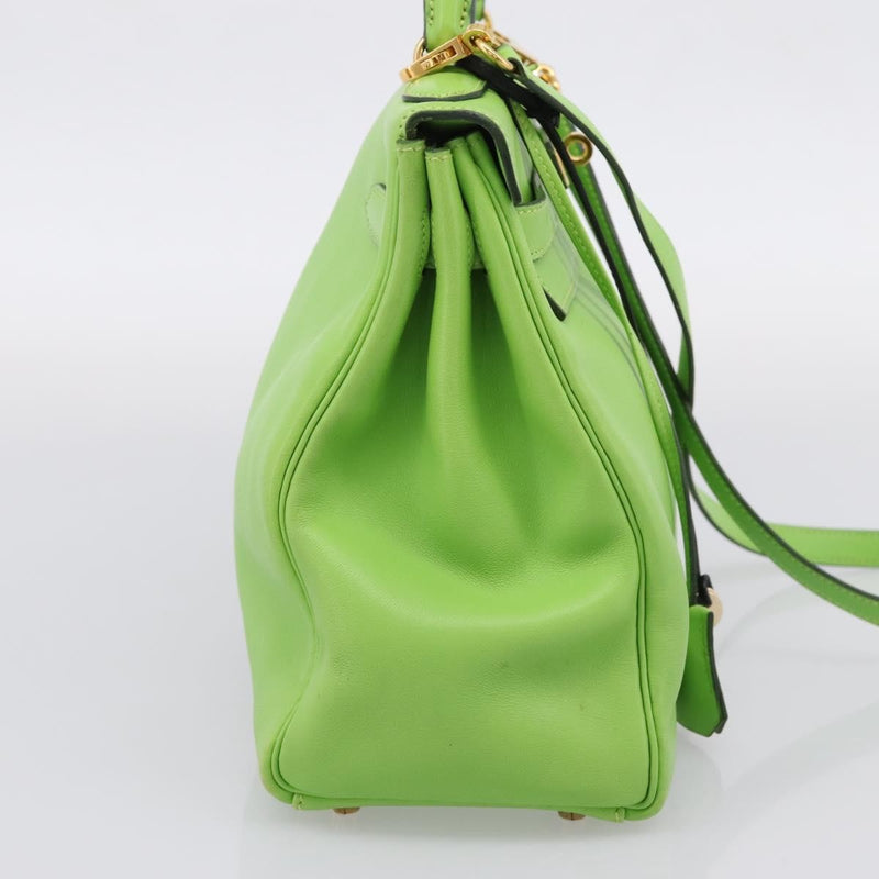 Hermes Kelly Green Gulliver With Gold Hardware Leather Bag