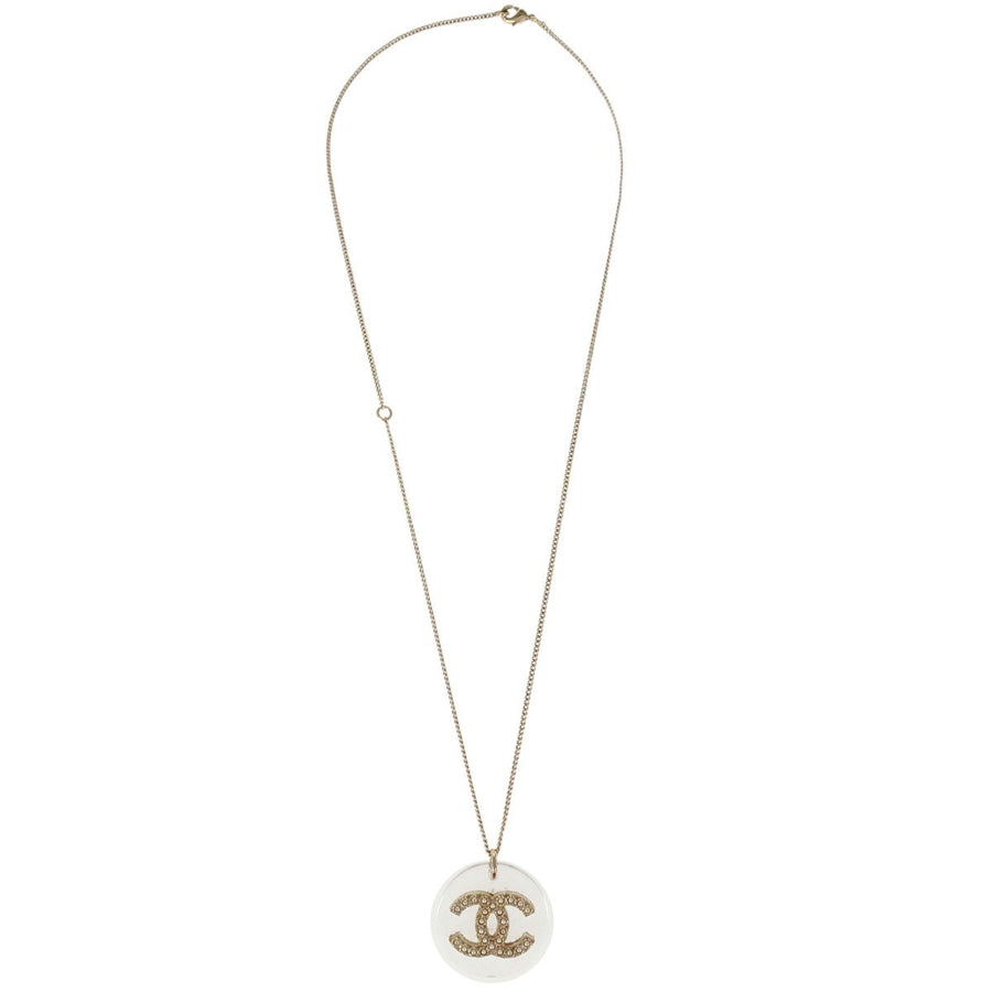 Chanel Cc Pendant Metal With Enamel And Faux Pearl Gold Gold_plated Bijoux