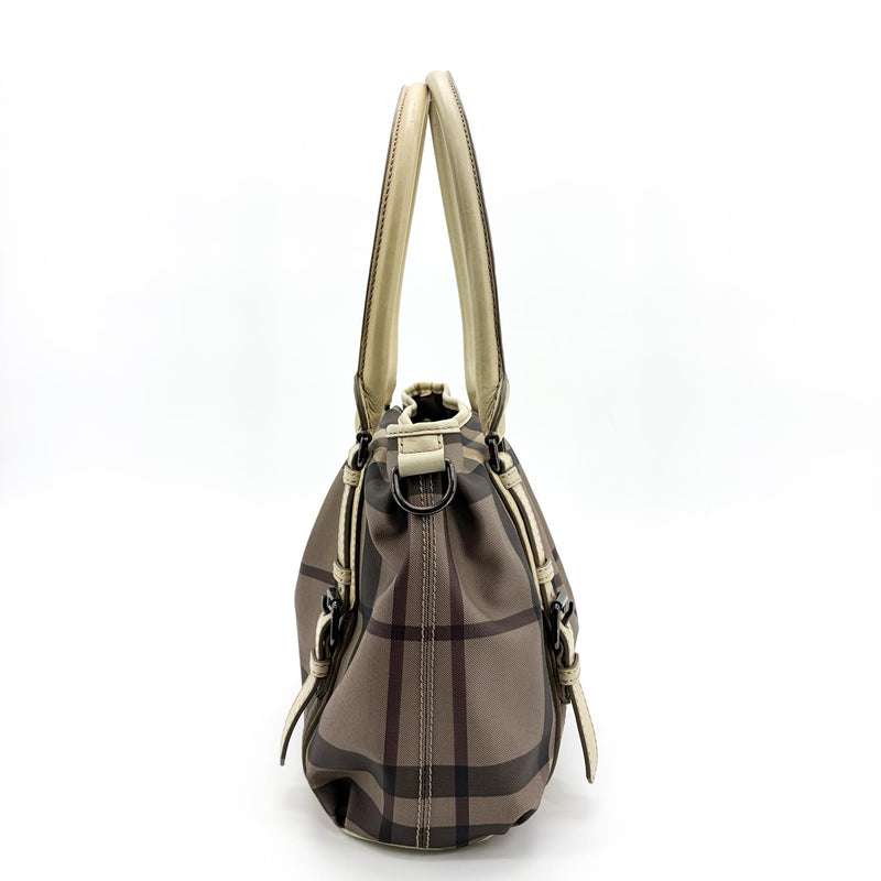 Burberry Manor Quilted Leather Black Canvas Bag