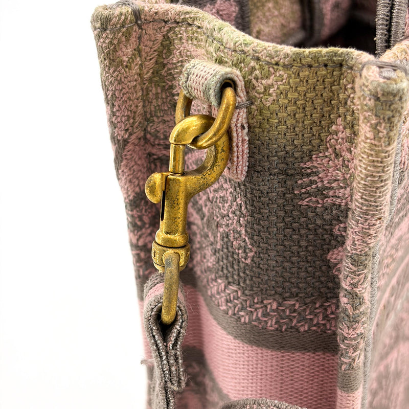 Christian Dior Book Tote Phone Embroidered Canvas Pink