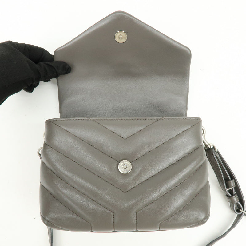 Saint Laurent Loulou Matelasse Chevron Leather Gray Bag