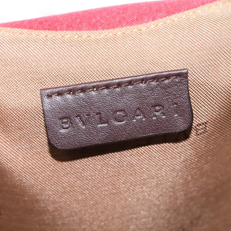 Bvlgari Handbag Canvas Red Silk Bag