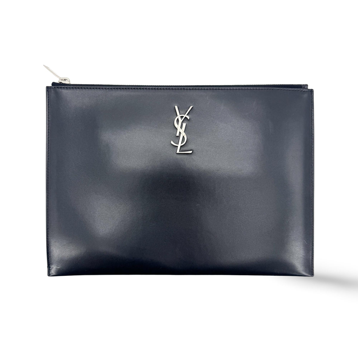 Saint Laurent Classic Monogram Wristlet Leather Black Calfskin Bag