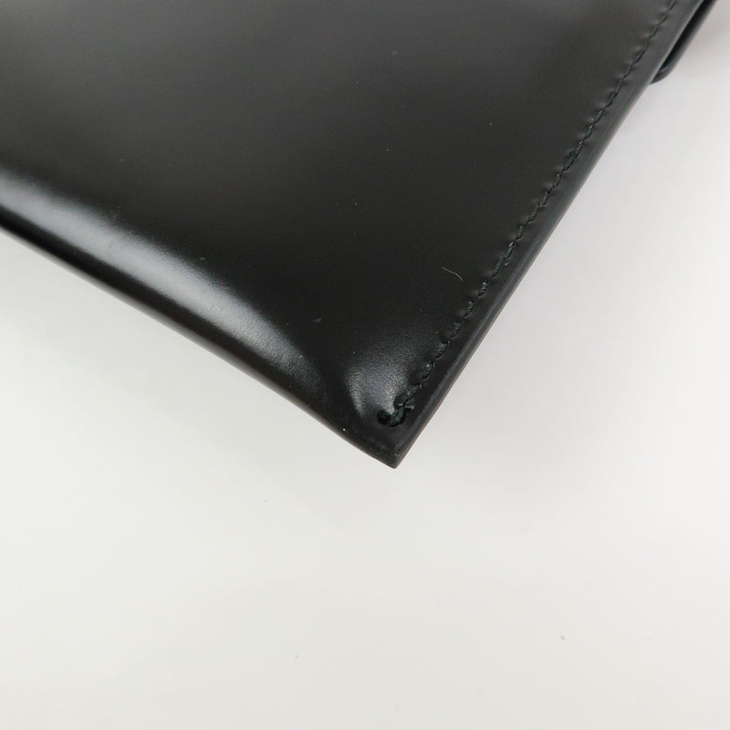 Prada Envelope Logo Clutch Spazzolato Leather Black