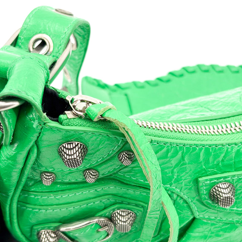 Balenciaga Le Cagole Giant Spikes Leather Green Bag