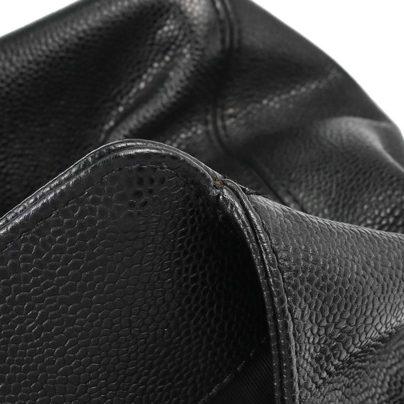 Chanel Vintage Wooden Caviar Black Leather Bag