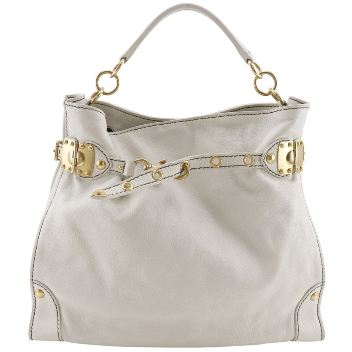 Miu Miu Madras Shoulder Leather Beige Bag
