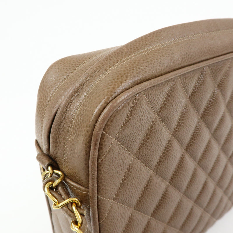 Chanel Vintage Front Pocket Camera Quilted Caviar Brown Leather Bag