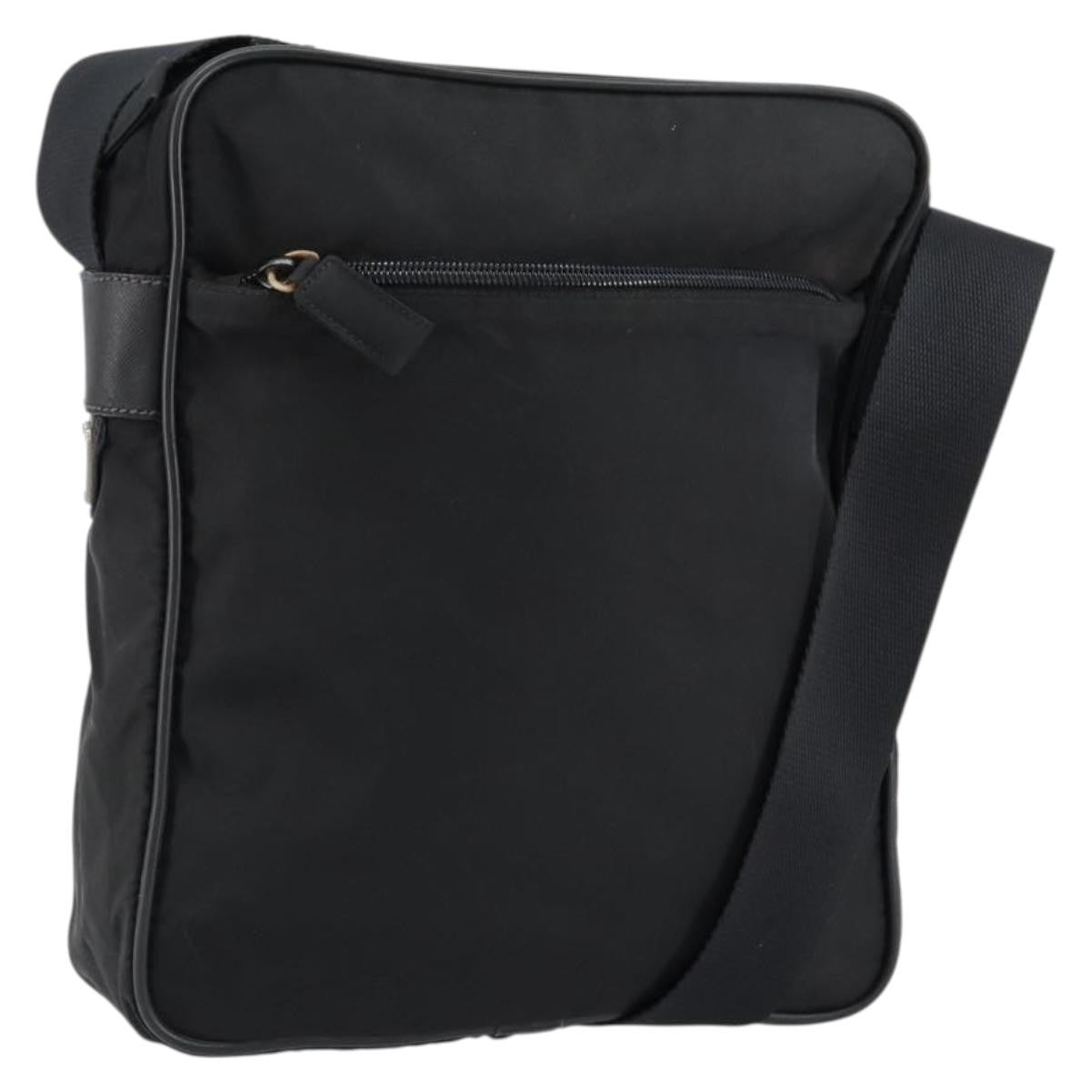 Prada Zip Messenger Tessuto With Leather Black Nylon
