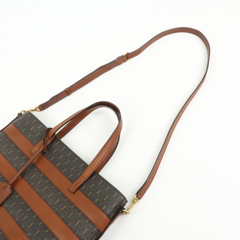 Saint Laurent Le Monogramme Shopper Monogram All Over Coated Canvas And Leather Brown Pvc Bag