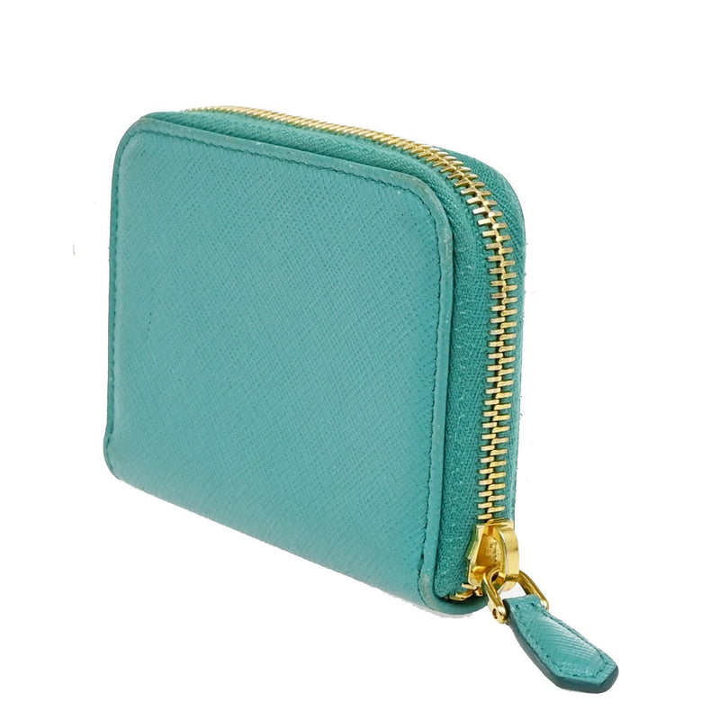 Prada Zip Around Saffiano Leather Blue Accessory