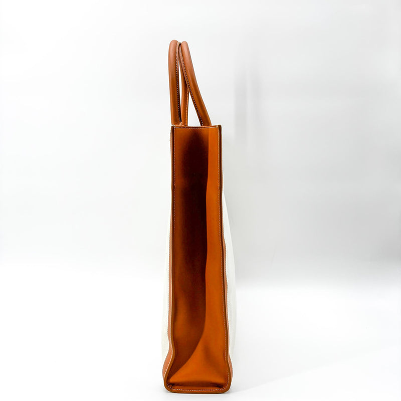 Celine Vertical Cabas Canvas With Leather Beige Bag