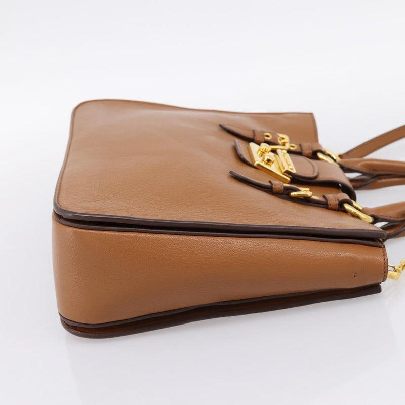 Miu Miu Madras Convertible Lock Leather Brown Bag