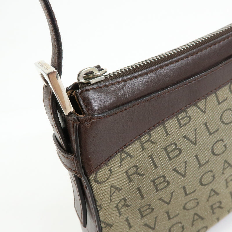 Bvlgari Logomania Canvas With Leather Khaki Bag