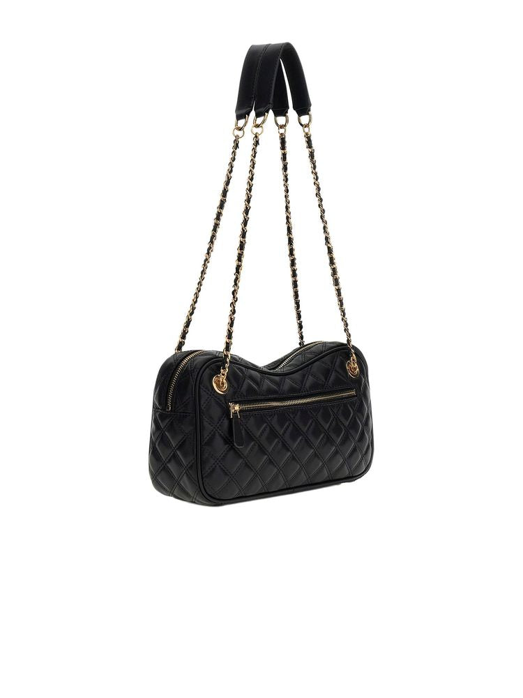 Guess Quilted Polyurethane Shoulder Bag — Black