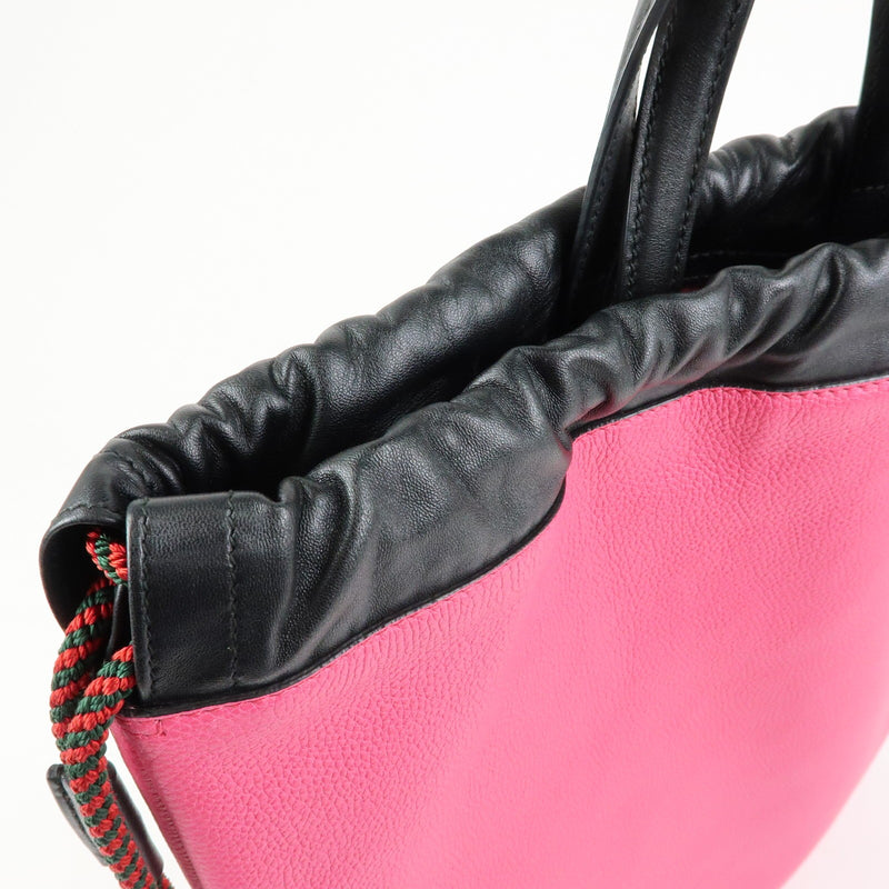 Gucci Logo Drawstring Printed Leather Pink Bag