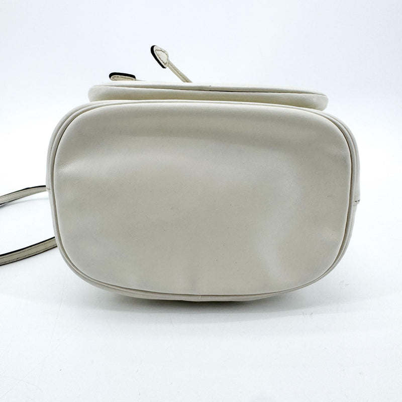 Prada Duet Drawstring Bucket Leather White Bag