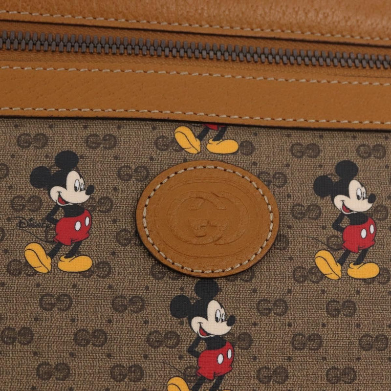 Gucci Disney Mickey Mouse Front Zip Printed Mini Gg Coated Canvas Beige Bag