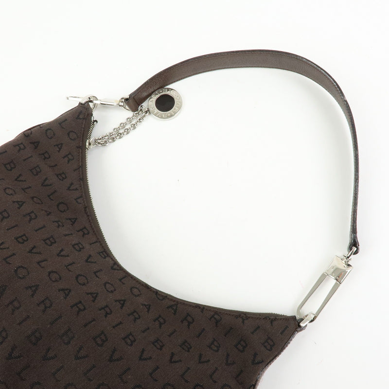 Bvlgari Logomania Suede Brown Canvas Bag