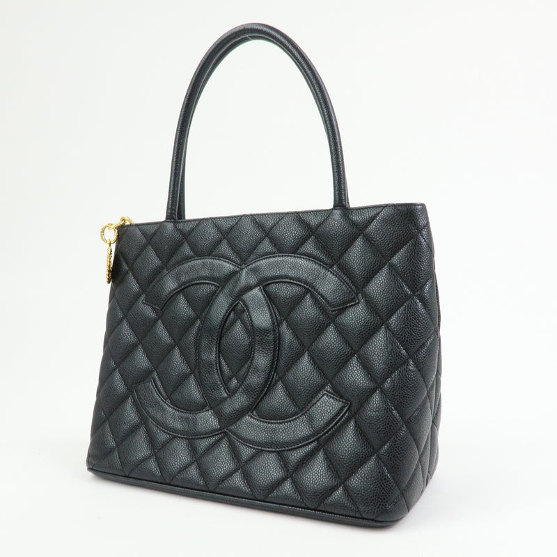 Chanel Medallion Quilted Caviar Black Leather Bag