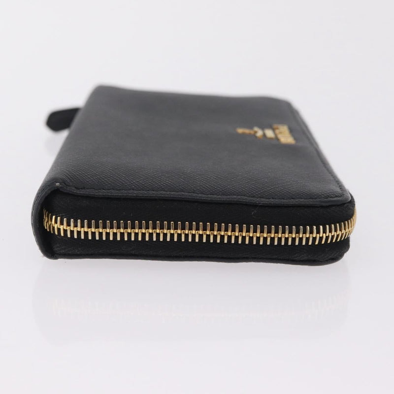 Prada Zip Around Tab Saffiano Leather Black Accessory