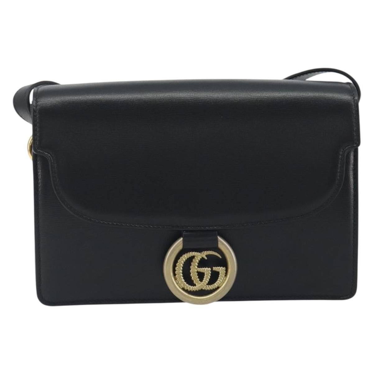 Gucci Gg Ring Leather Black Bag