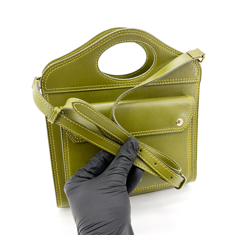 Burberry Title Pocket Leather Green Calfskin Bag