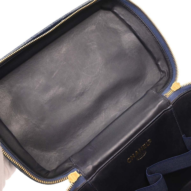 Chanel Vintage Vanity Case Printed Denim Blue Denim_jeans Bag