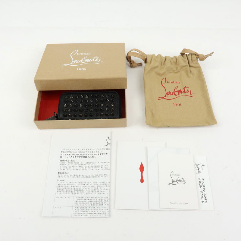 Christian Louboutin Panettone Coin Purse Spiked Leather Black Accessory