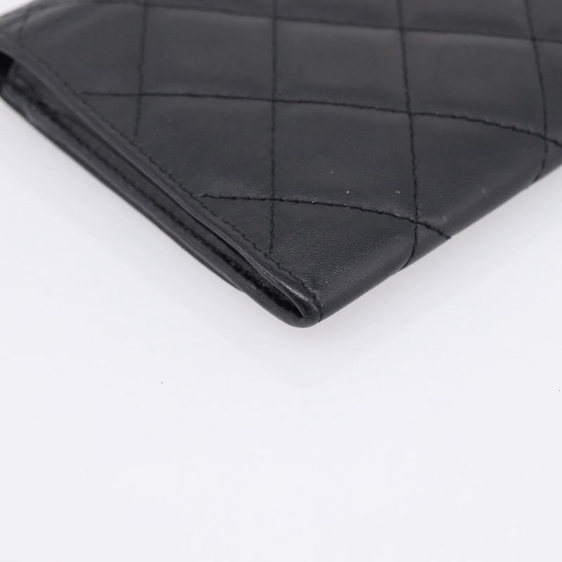 Chanel Cambon Flap Card Case Quilted Lambskin Black Leather Accessory