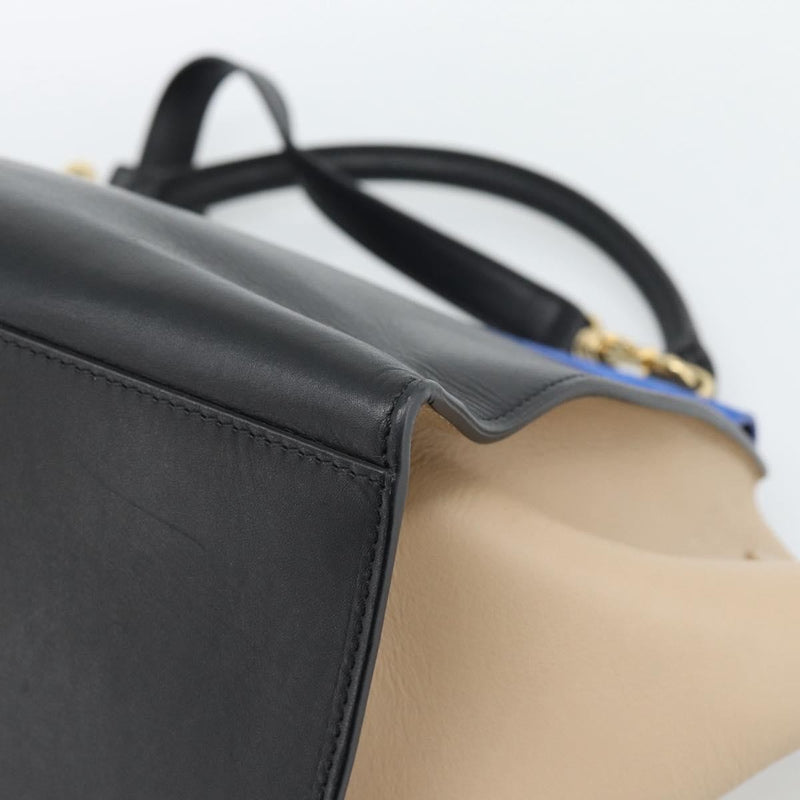 Celine Trapeze Leather With Suede Blue Bag