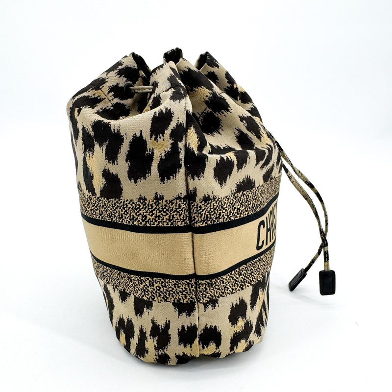 Christian Dior Logo Travel Drawstring Printed Fabric Beige Canvas Bag
