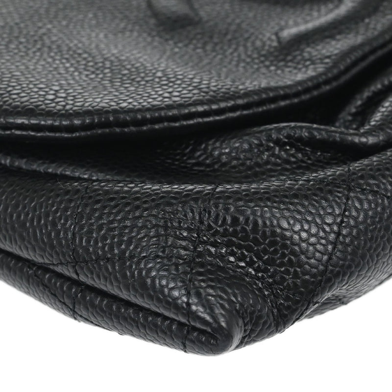 Chanel Timeless Half Moon Flap Caviar Black Leather Bag