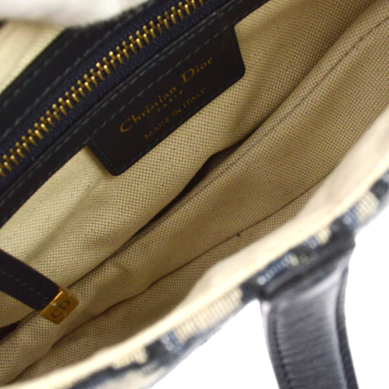Christian Dior Saddle Handbag With Strap Oblique Canvas Navy Bag