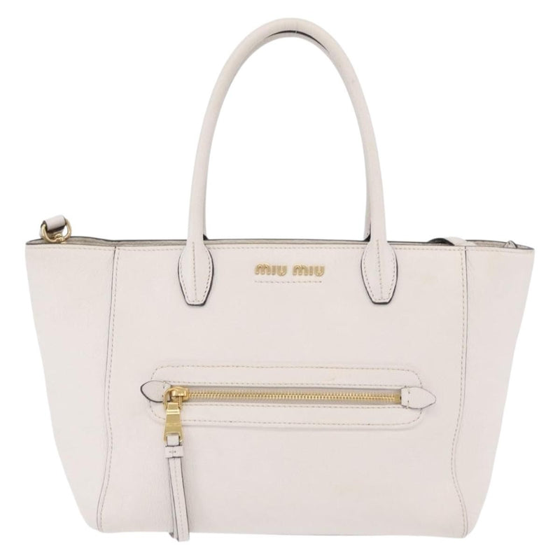 Miu Miu Madras Front Zip Leather White Bag